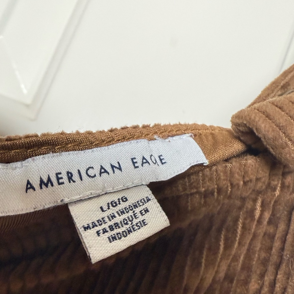 American Eagle Outfitters women's brown corduroy overall mini dress - Picture 5 of 10